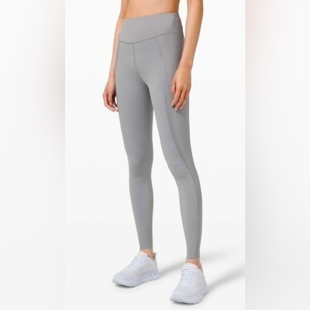 Lululemon Gloss Trim Run Super High-Rise Tight 28" Rhino Grey 6 Running Gym